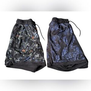 Men's Stori by Katy Hearn Icon Shorts 2pc Set in Black Floral Print and Blue